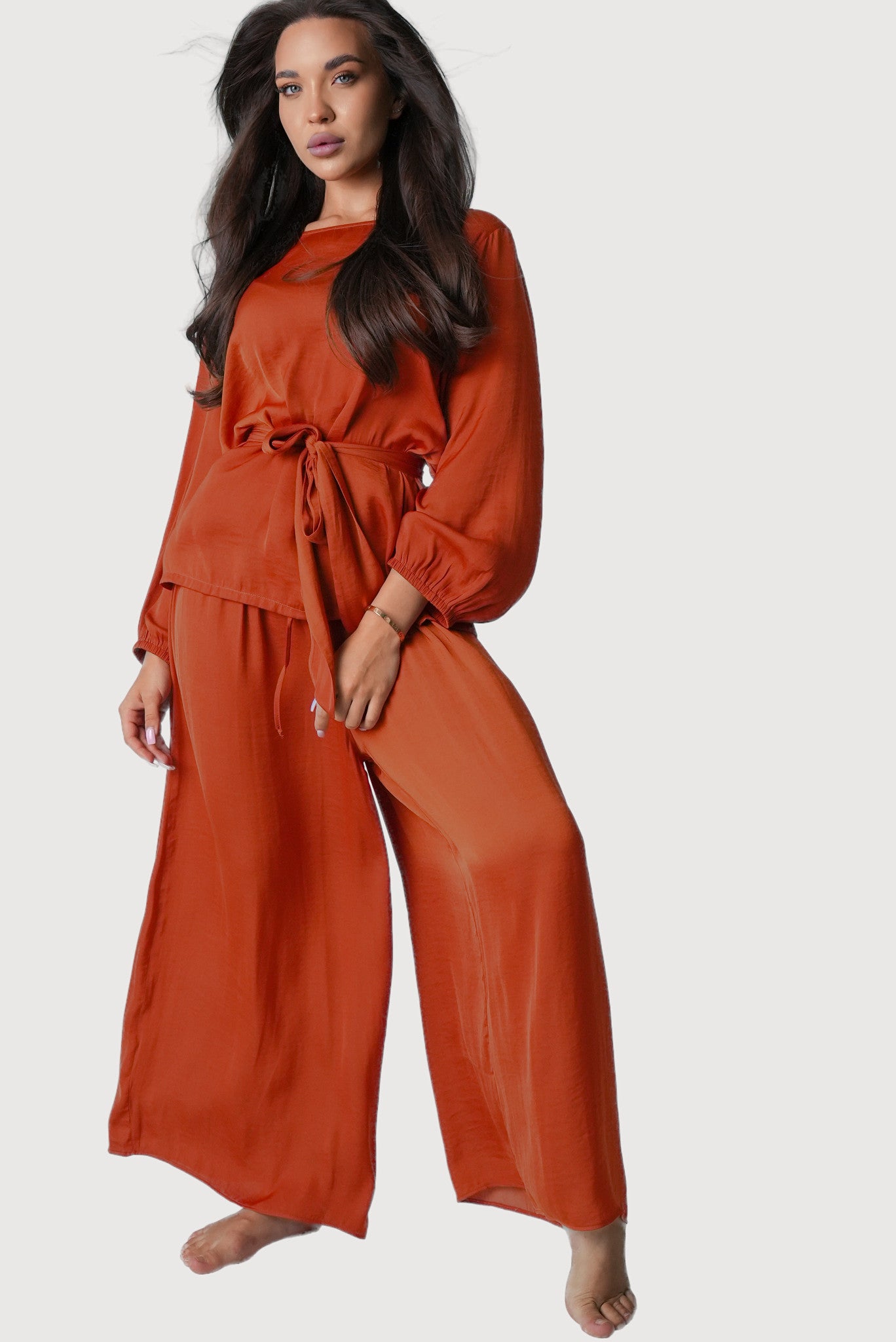 Belted Long-Sleeve Lounge Set