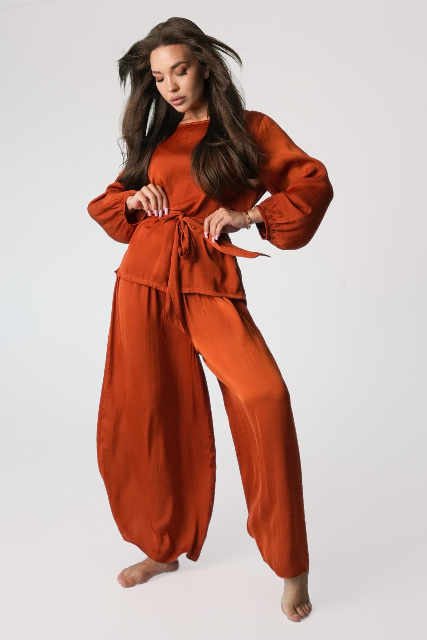 Belted Long-Sleeve Lounge Set