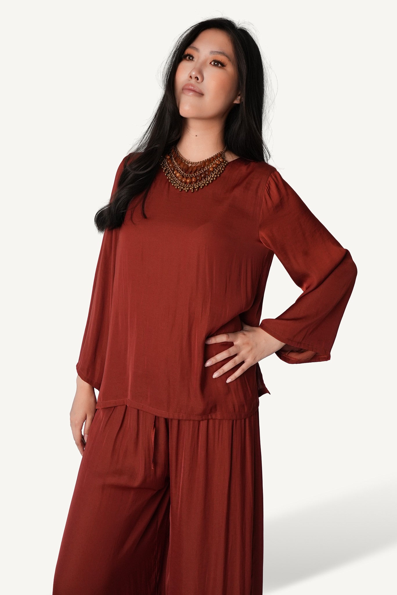 Belted Bateau-Neck Lounge Set