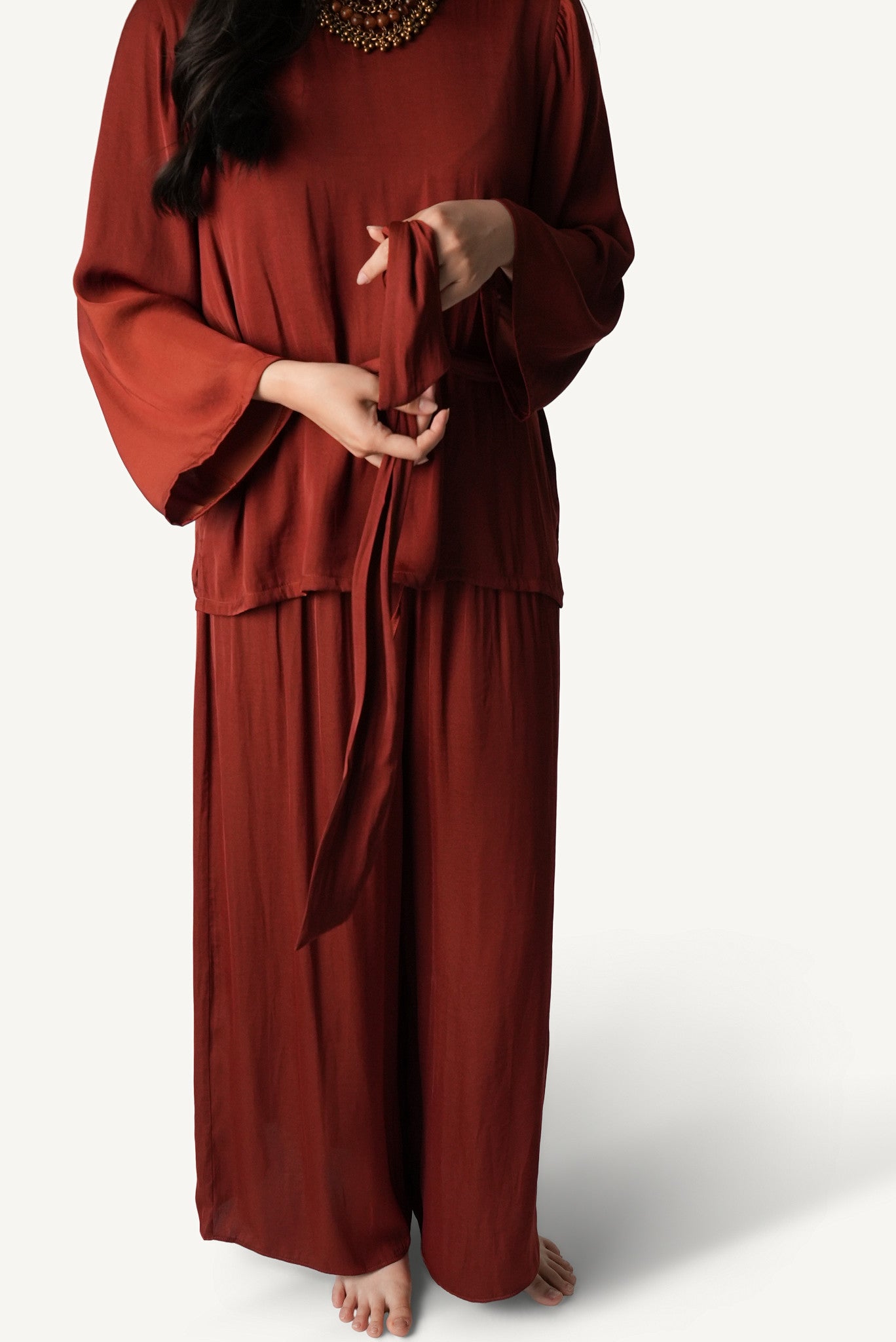 Belted Bateau-Neck Lounge Set