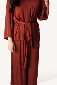 Belted Bateau-Neck Lounge Set