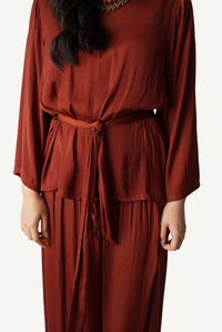Belted Bateau-Neck Lounge Set