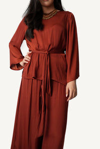 Belted Bateau-Neck Lounge Set