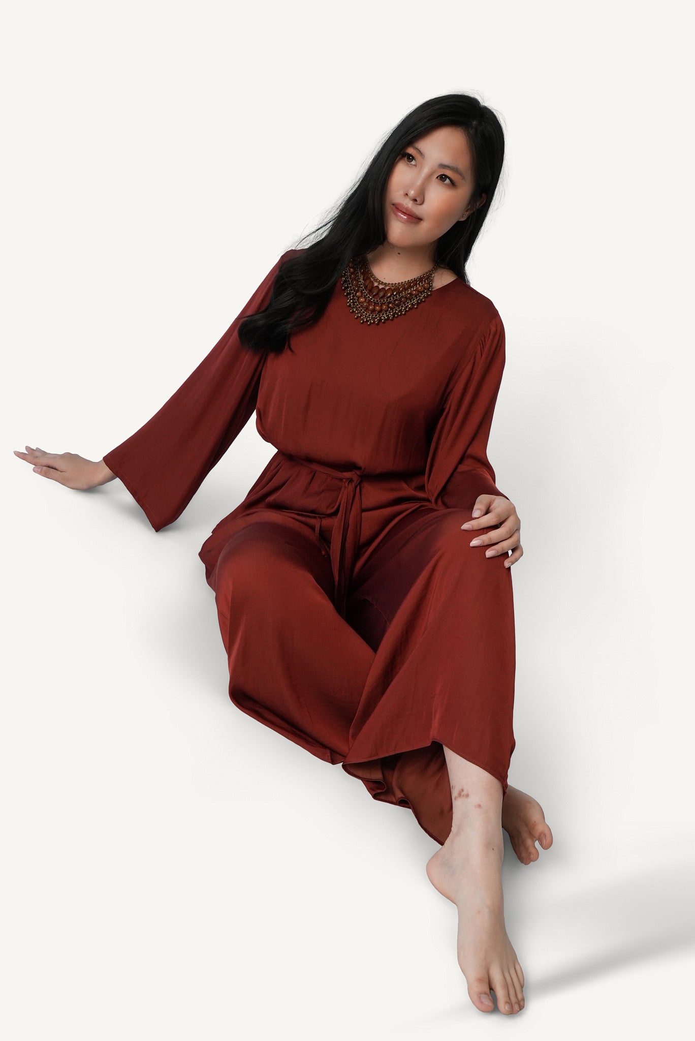 Belted Bateau-Neck Lounge Set