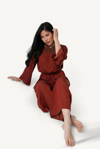 Belted Bateau-Neck Lounge Set
