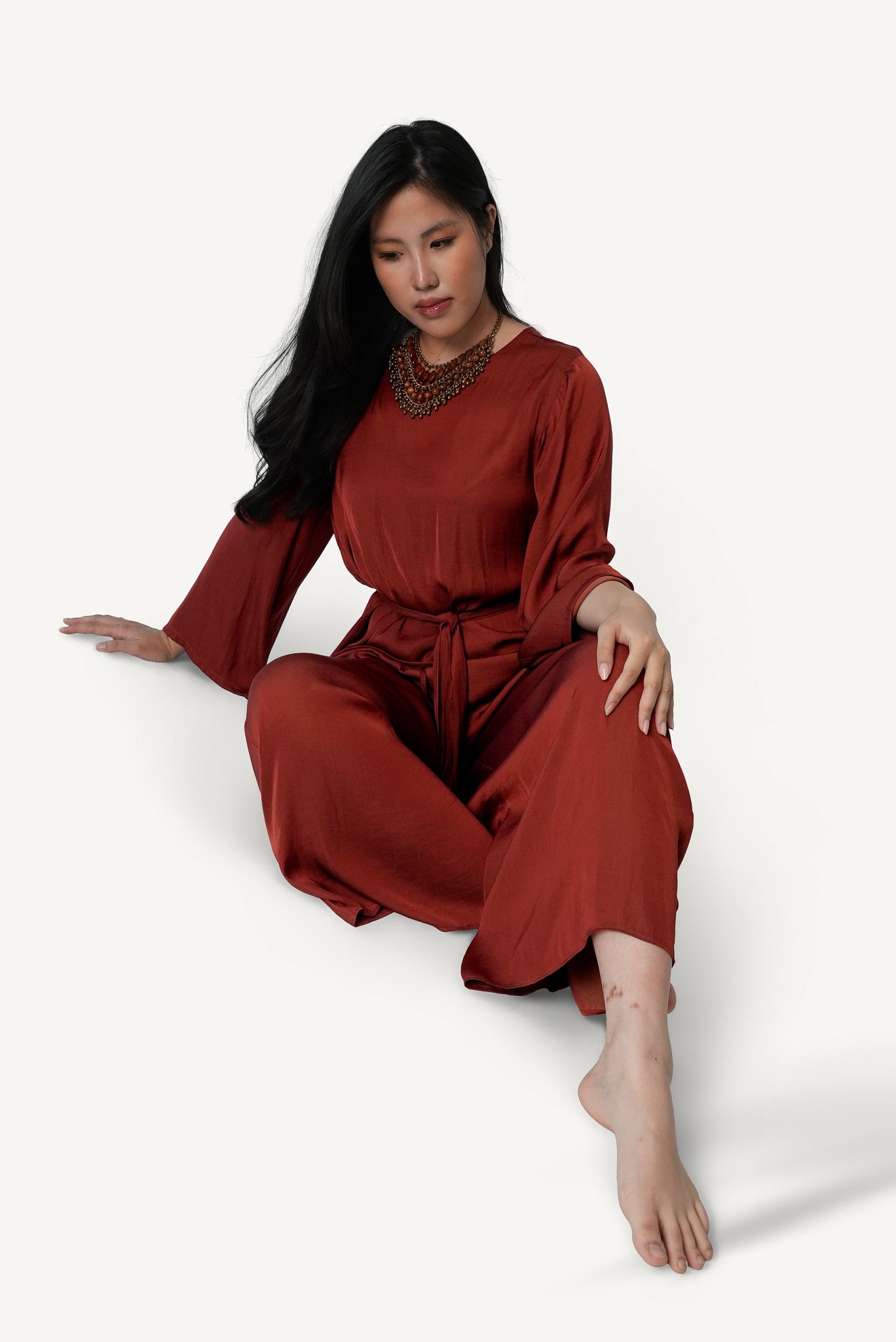Belted Bateau-Neck Lounge Set