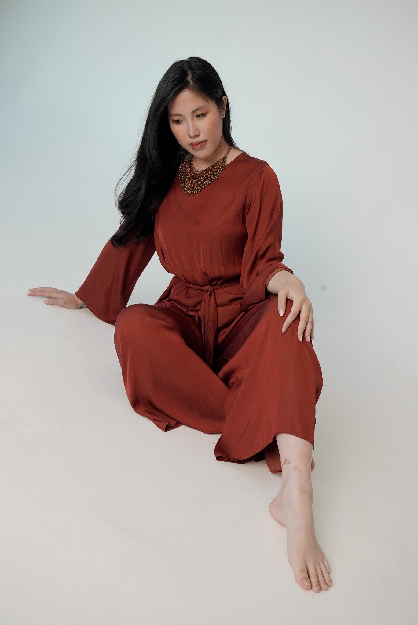 Belted Bateau-Neck Lounge Set