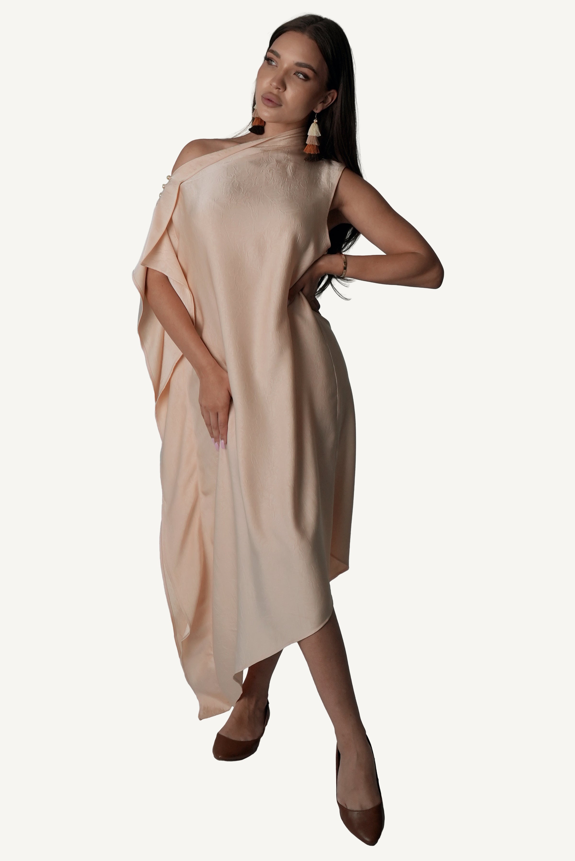 Asymmetric Draped Dress