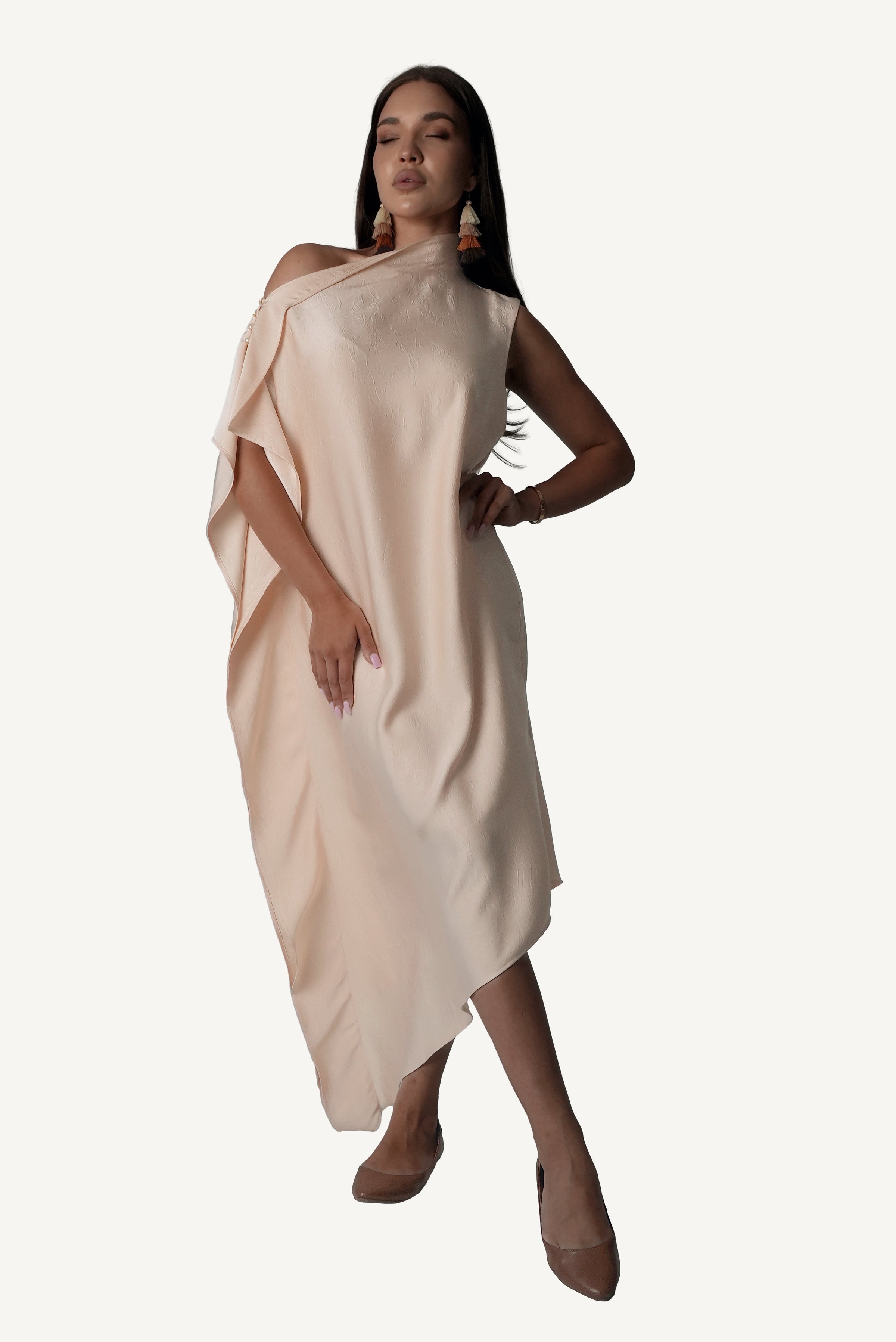 Asymmetric Draped Dress