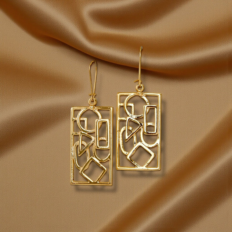 Abstract Geometric Gold Earrings - EarringsMAZONKIKI