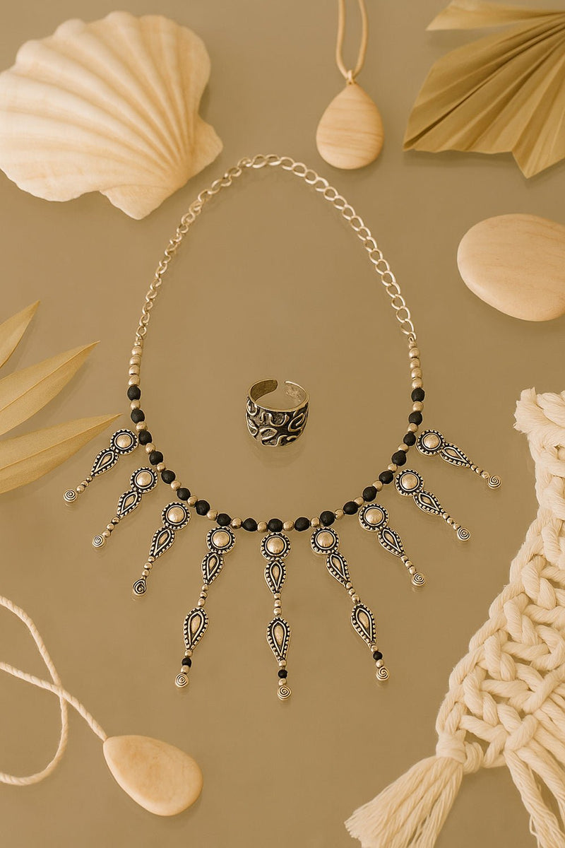 Antique Teardrop Boho Choker Necklace - NecklaceMAZONKIKI