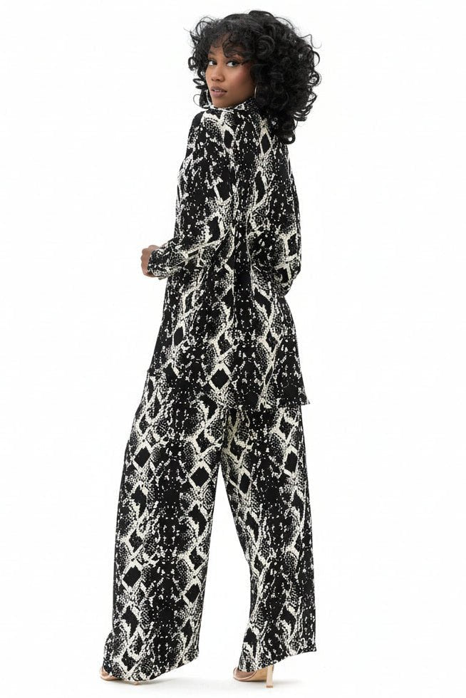 Black & White Chic Pantsuit Set - lounge setMAZONKIKI
