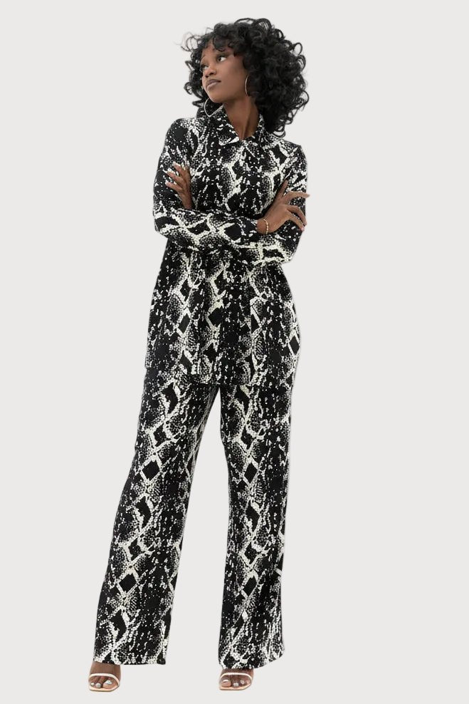 Black & White Chic Pantsuit Set - lounge setMAZONKIKI