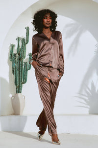 Chocolate Floral Pantsuit Set - lounge setMAZONKIKI