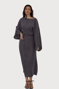 Cotton Maxi Dress - Charcoal Mist - DressMAZONKIKI