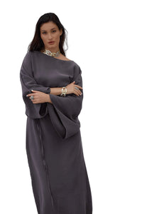 Cotton Maxi Dress - Charcoal Mist - DressMAZONKIKI