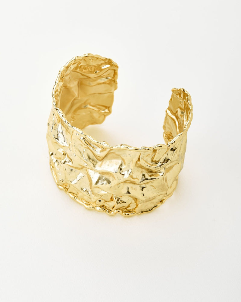 Crushed Gold Statement Cuff Bracelet - BraceletMAZONKIKI