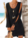 Cutout Long Sleeve Round Neck Dress - DressMAZONKIKI