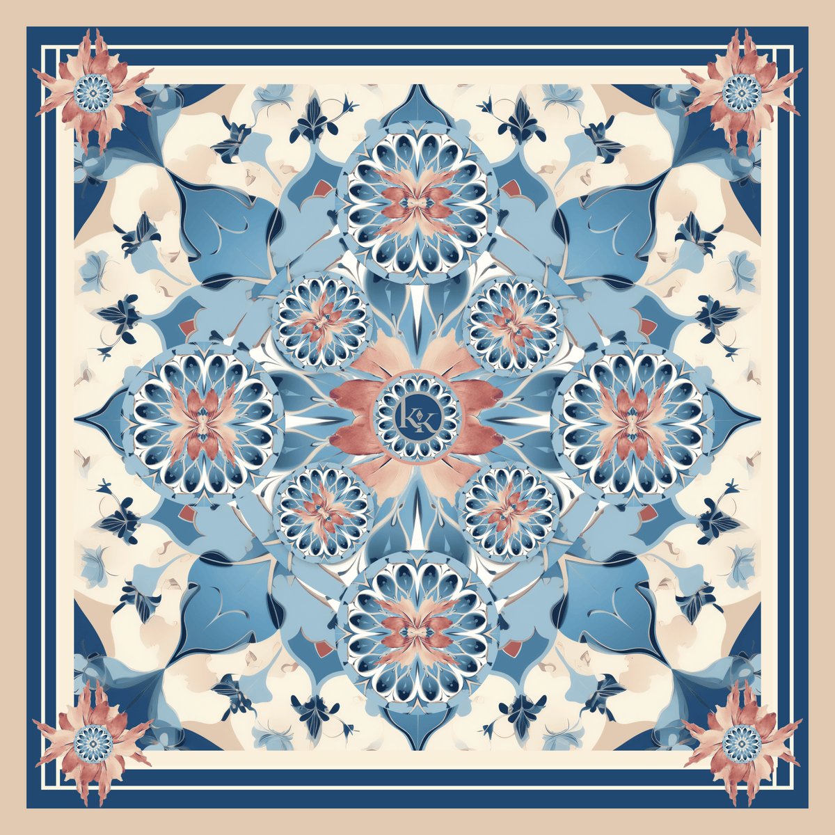 Floral Harmony Luxury Silk Scarf - ScarvesMAZONKIKI