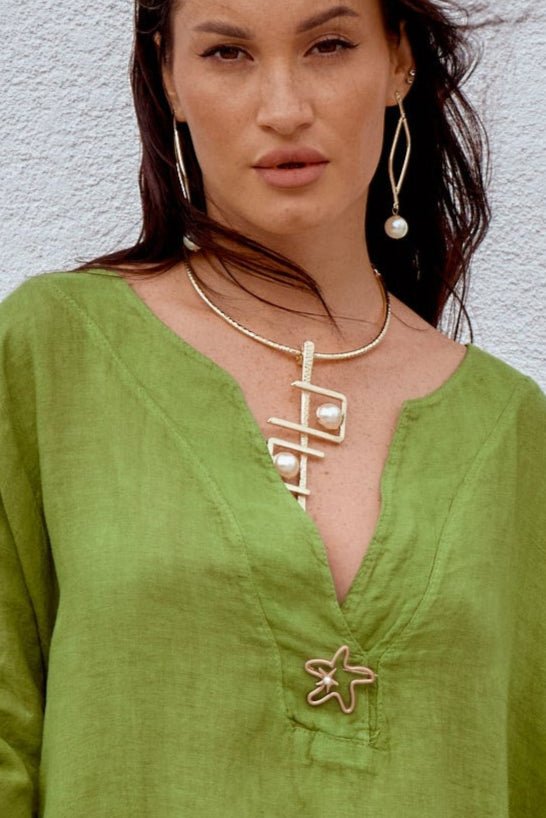 Geometric Pearl Choker Necklace - NecklaceMAZONKIKI