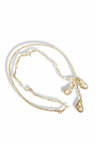 Gold - Plated Chain and Faux Pearl Pendant Necklace - NecklaceMAZONKIKI