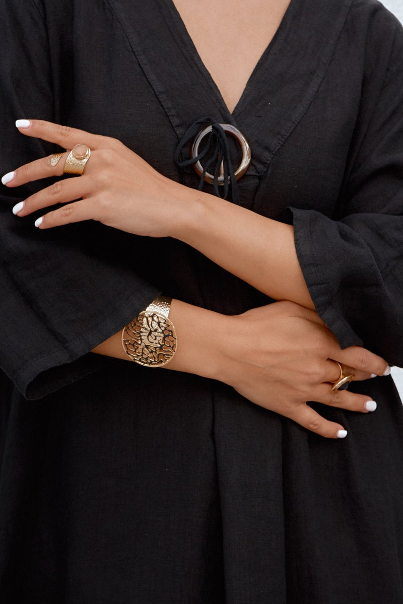Gold Plated Filigree Cuff - BraceletMAZONKIKI