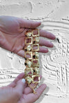 Gold - Plated Geometric Link Bracelet with Spheres - BraceletMAZONKIKI