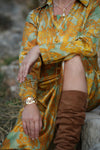 Gold - Plated Geometric Link Bracelet with Spheres - BraceletMAZONKIKI
