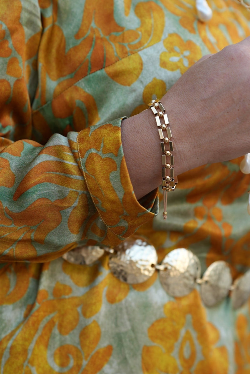 Gold - Plated Link Cord Bracelet - MAZONKIKI