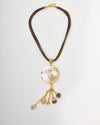 Gold - Tone Multistrand Pendant Necklace with Semi - Precious Stones - NecklaceMAZONKIKI