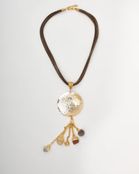 Gold - Tone Multistrand Pendant Necklace with Semi - Precious Stones - NecklaceMAZONKIKI