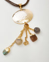 Gold - Tone Multistrand Pendant Necklace with Semi - Precious Stones - NecklaceMAZONKIKI