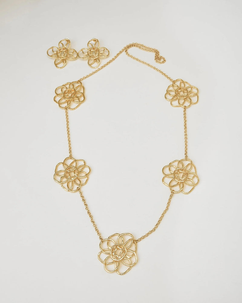 Golden Bloom Necklace and Earrings Set - Jewelry SetMAZONKIKI