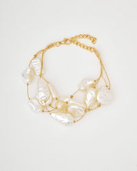 Golden Faux Baroque Pearl Strand Bracelet - BraceletMAZONKIKI