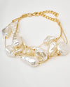 Golden Faux Baroque Pearl Strand Bracelet - BraceletMAZONKIKI