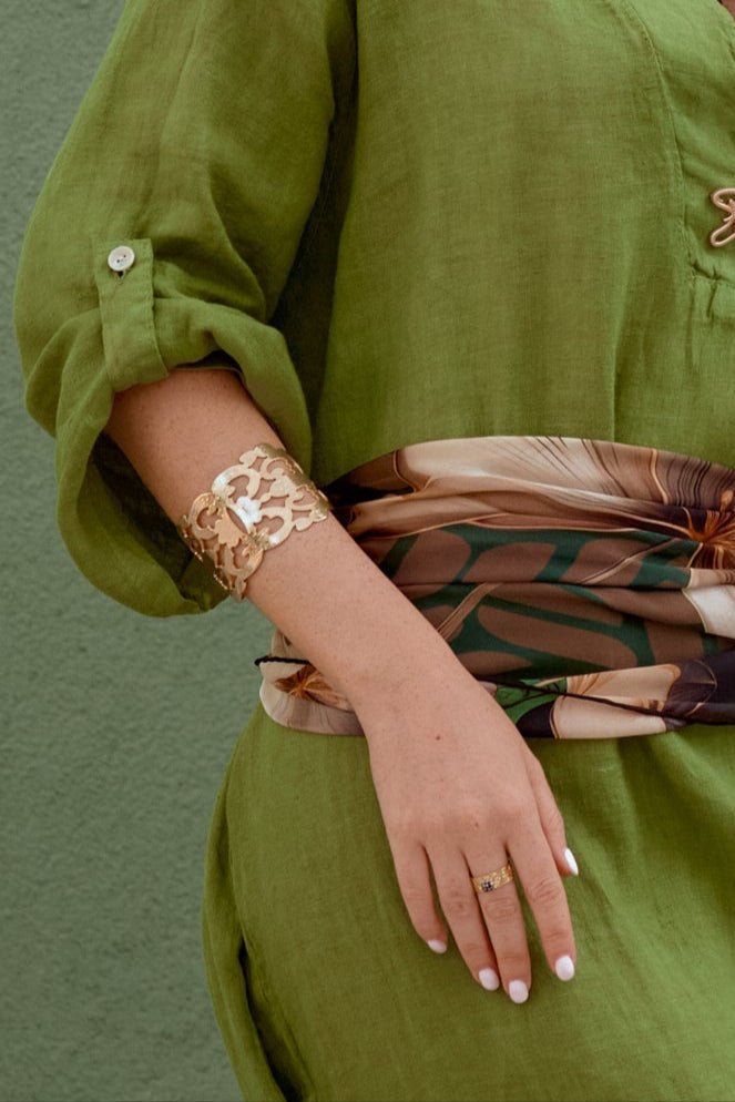 Golden Filigree Cuff Bracelet - BraceletMAZONKIKI