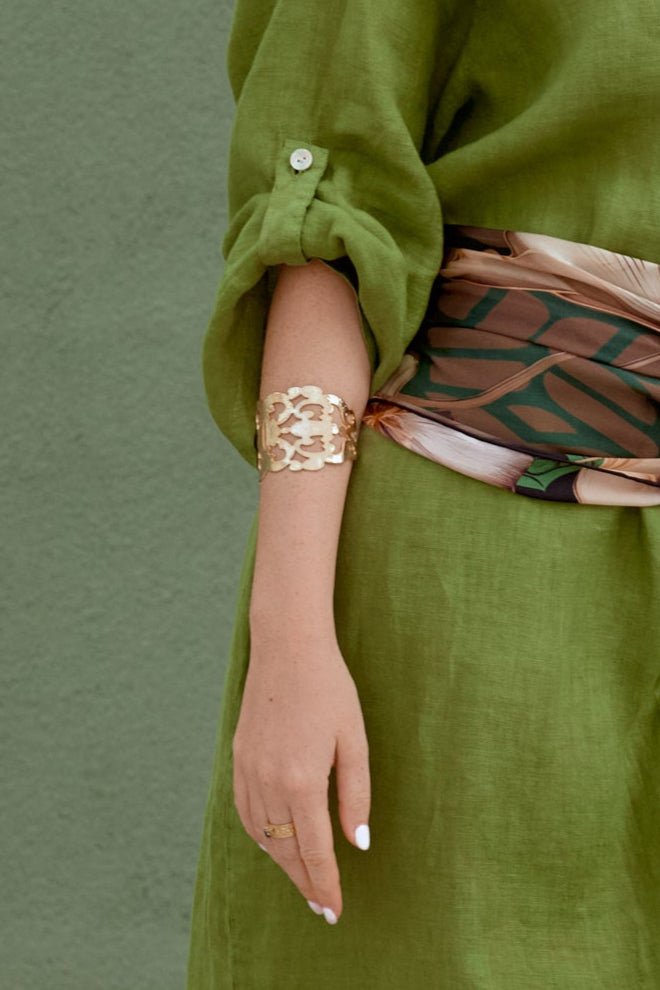 Golden Filigree Cuff Bracelet - BraceletMAZONKIKI