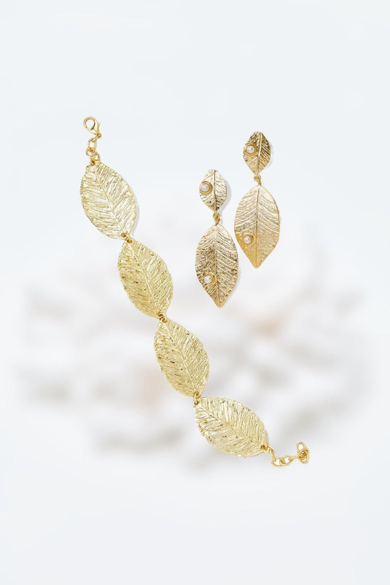Golden Leaf Jewelry Set - Jewelry SetMAZONKIKI