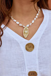 Golden Pearl Pendant Necklace - NecklaceMAZONKIKI