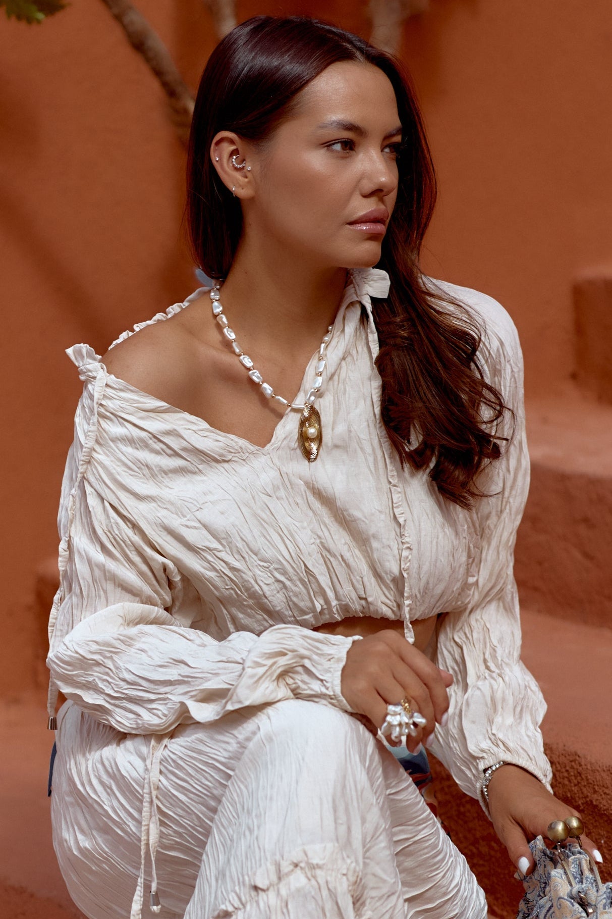 Golden Pearl Pendant Necklace - NecklaceMAZONKIKI