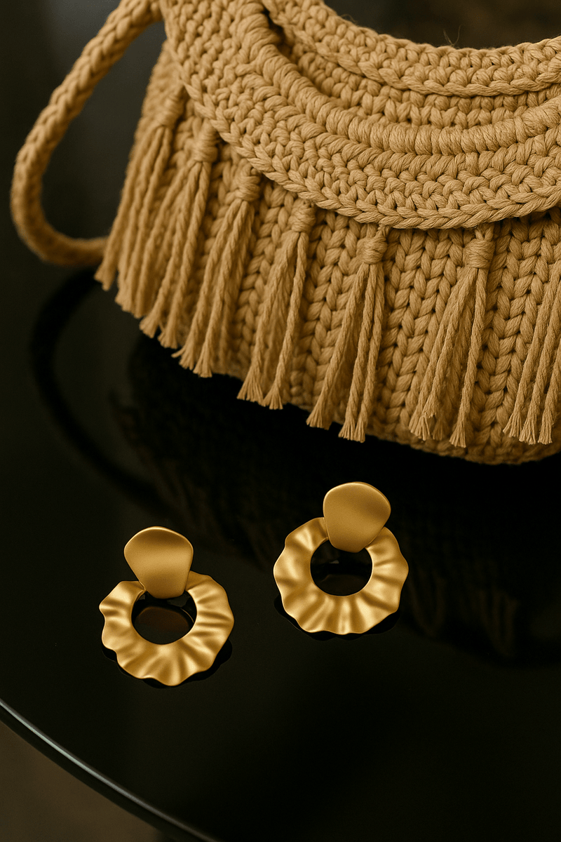 Golden Ripple Hoop Earrings - EarringsMAZONKIKI