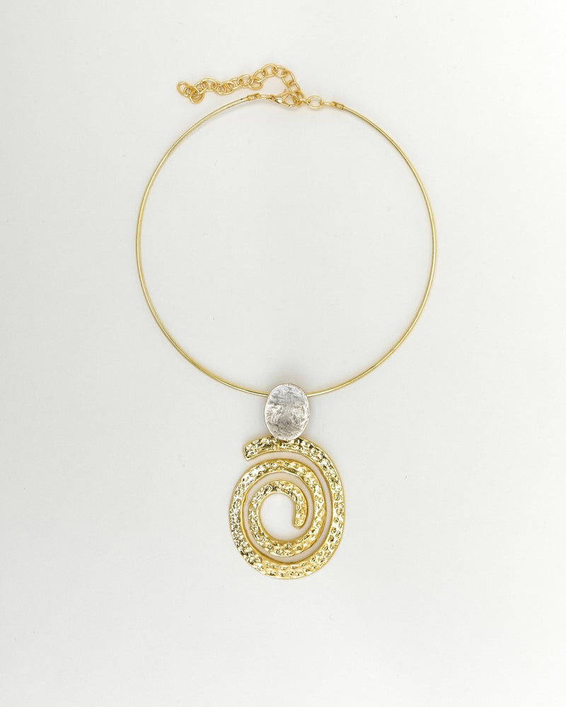 Golden Spiral Pendant Necklace - NecklaceMAZONKIKI