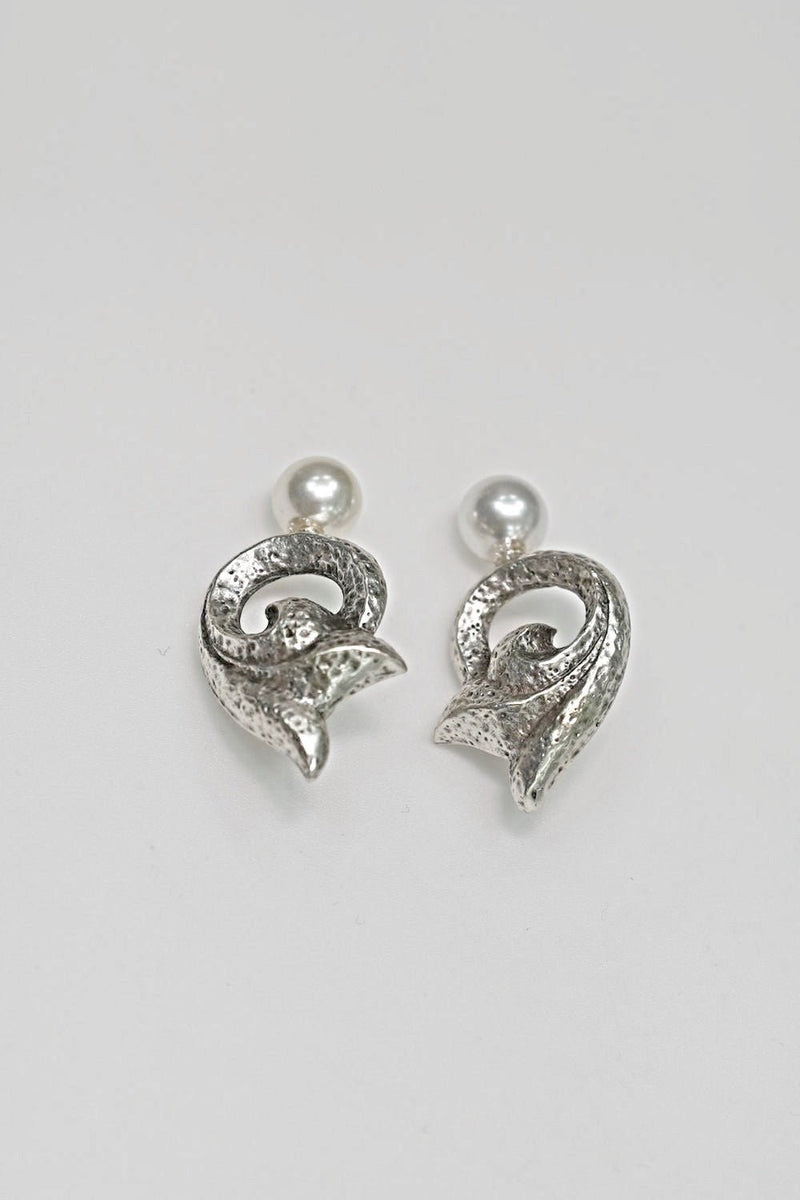 Hammered Pearl Drop Earrings - EarringsMAZONKIKI