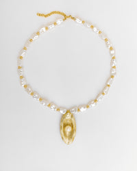 Golden Pearl Pendant Necklace