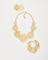 Golden Bloom Necklace and Earrings Set