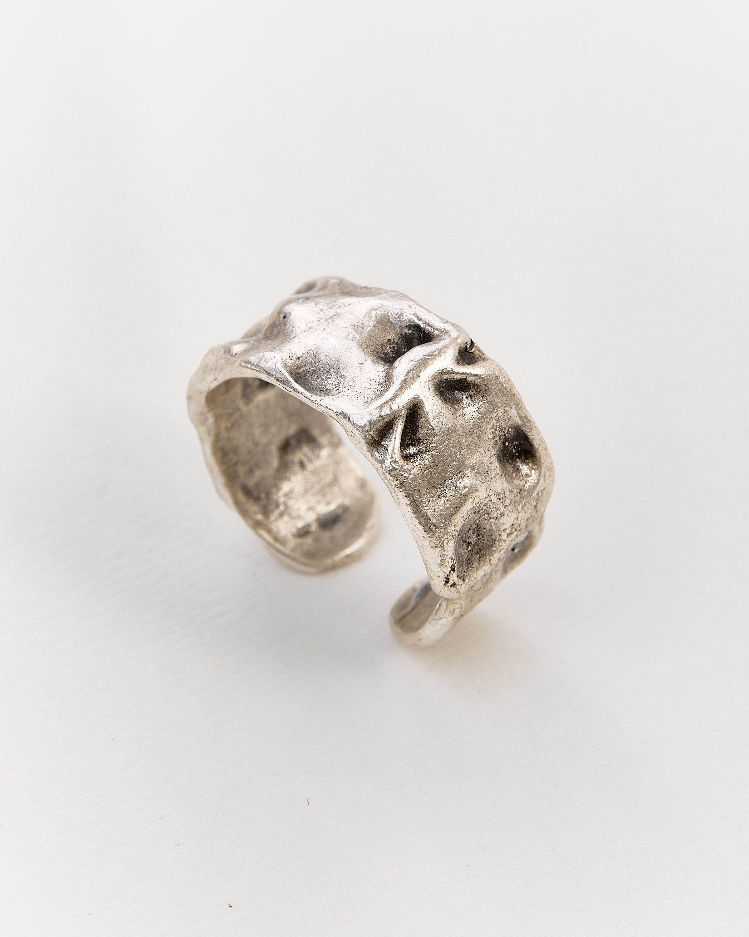 Textured Adjustable Silver-Tone Ring