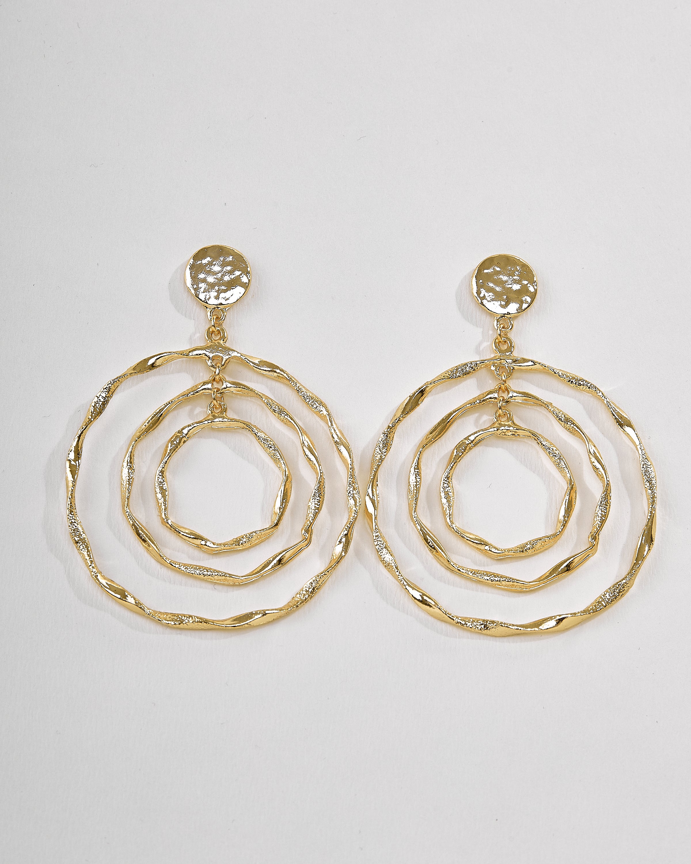 Golden Ripple Hoop Earrings