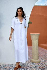 Linen Maxi Dress - Sea breeze