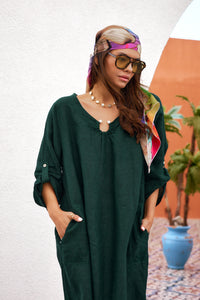 Linen Maxi Dress - Mara Verde                                                                                                                         DRESS