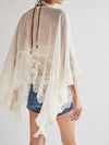 Lace V - Neck Ruffle Long Sleeve Cover - Up - MAZONKIKI